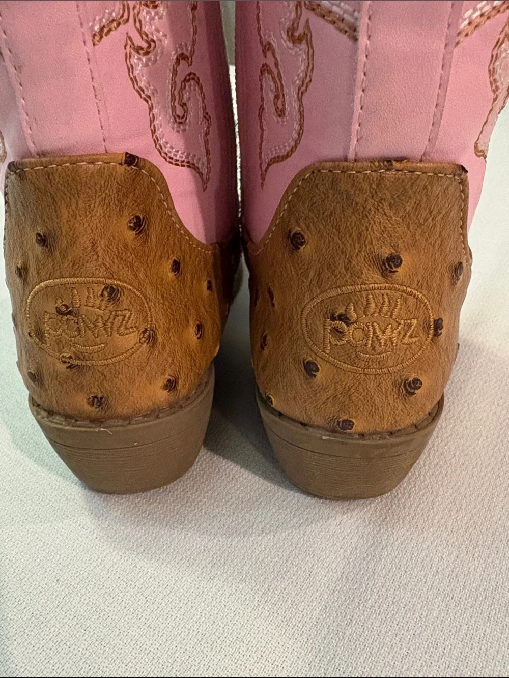 PAWZ Pink and Brown Girls Western Cowgirl Boots Size 1
